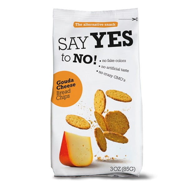 Say Yes To No Gouda Cheese Crispy Bread Chips 3 oz Bags Pack of 4 by