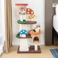 thumbnail image 2 of Pefilos 57" Cat Tree House, Small Cat Condo with Sisal Scratching Post, Mushroom Cat Tower, Multicolor, 2 of 8