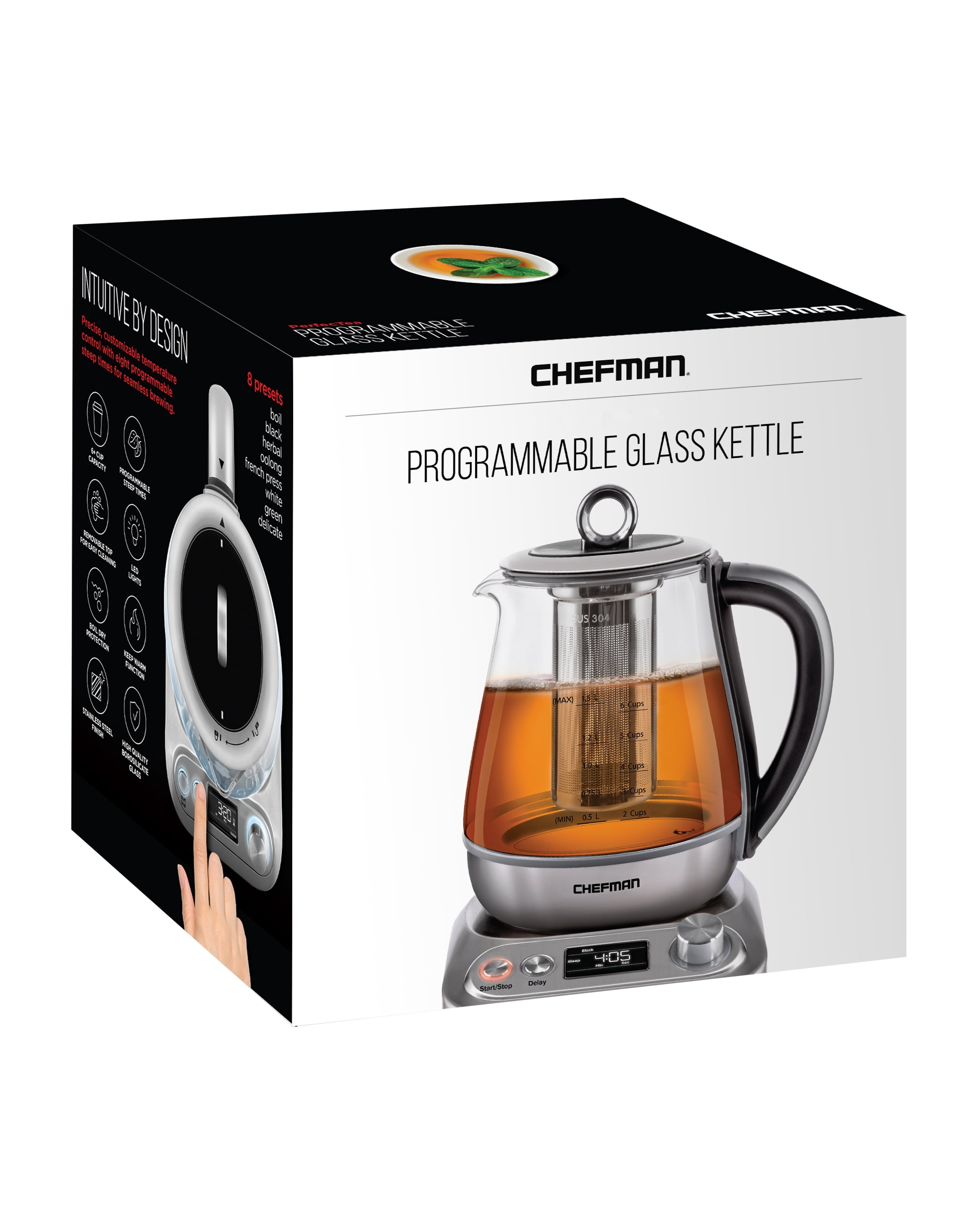 Chefman Gray 7-Cup Corded Digital Electric Kettle in the Water