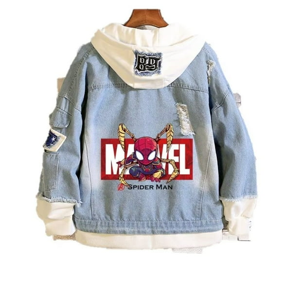 Mochila de denim casual y suelta de anime Spider-Man Marvel.
