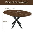 thumbnail image 5 of PORKISS 59" Extendable Round Dining Table for 6, Modern Kitchen Table with Carbon Steel Base, Dining Room Table with Thickened Wood Grain Tabletop, Perfect for Small Space, Walnut+Black, 5 of 9