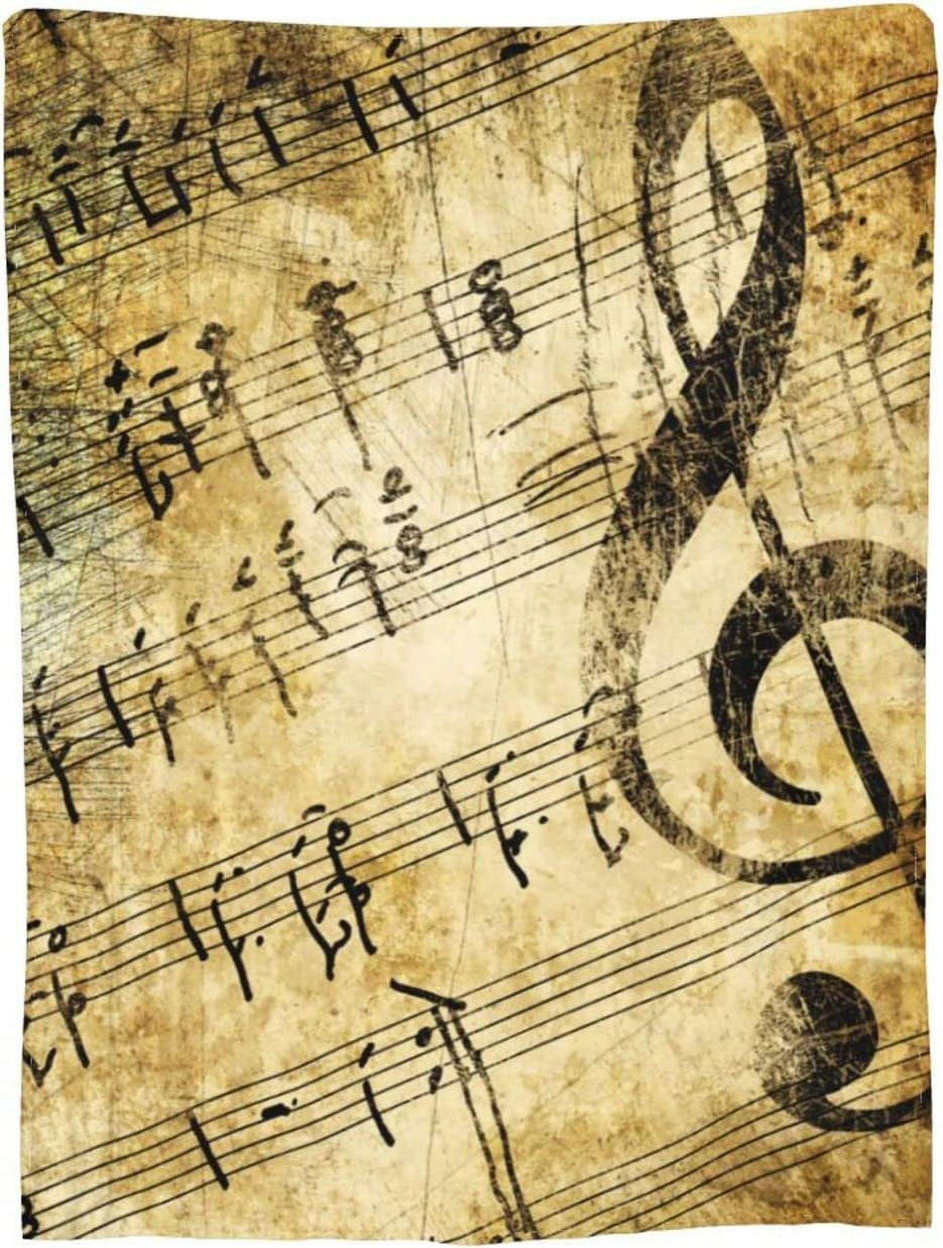 Vintage Music Musical Note Throw Blanket Super Soft Warm Bed Blankets for Couch Bedroom Sofa Office Car, All Season Cozy Flannel Plush Blanket for Girls Boys Adults, 50"X40"
