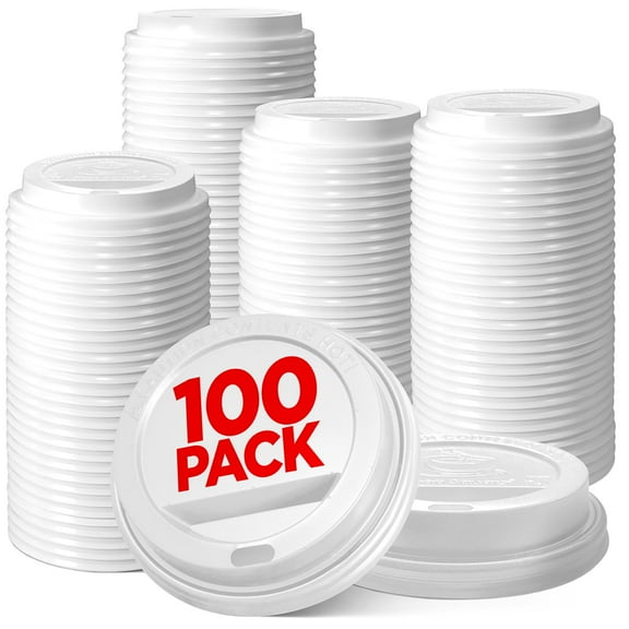 Disposable Coffee Cup Lids, 100 Pack Plastic Coffee Lids for Hot Beverages, White