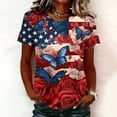 thumbnail image 3 of JTZGDY Womens Patriotic Shirts 4th of July American Flag Print Summer Short Sleeve Crewneck Graphic T-Shirts Trendy Holiday Oversized Tees Tops Multicolor#05 XXL, 3 of 6