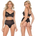 thumbnail image 1 of Coquette Soutien-Gorge à Armatures & Ensemble String Taille Haute Lingerie Aguichant Rayée Transparente, 1 of 3