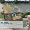 thumbnail image 6 of Poteban 3-Piece Outdoor Rocking Chairs, Wicker Patio Furniture with Thickened Cushions and Table for Porch (Khaki), 6 of 10