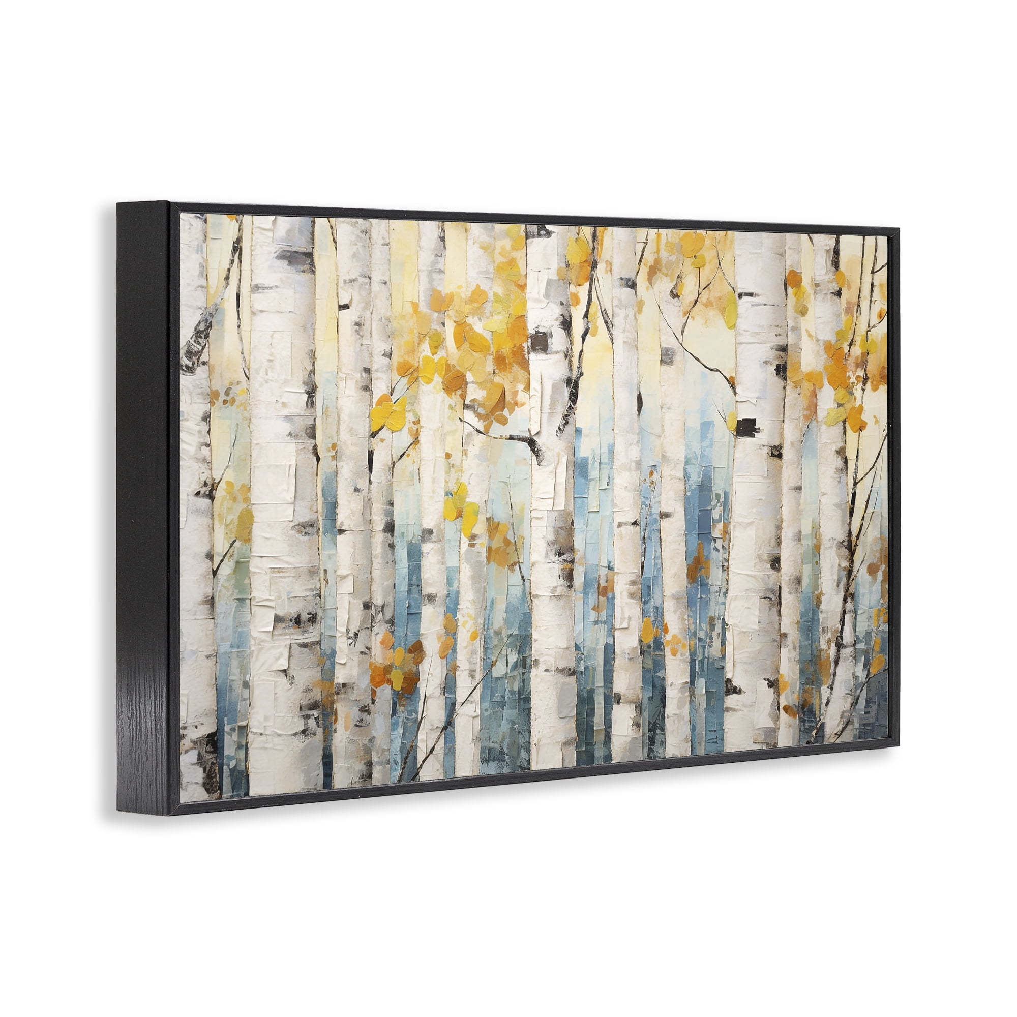 Stupell Industries Autumn Birch Forest Landscape Painting Black Framed Art Print Wall Art, 18 x 12