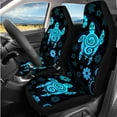thumbnail image 2 of Yuyamidu Blue Sea Turtle Car Seat Cover Full Set of 14 Hibiscus Steering Wheel Cover Seat Belt Pad Cover Headrest Covers Cup Mat Auto Center Console Cushion Pad Keychain, 2 of 7