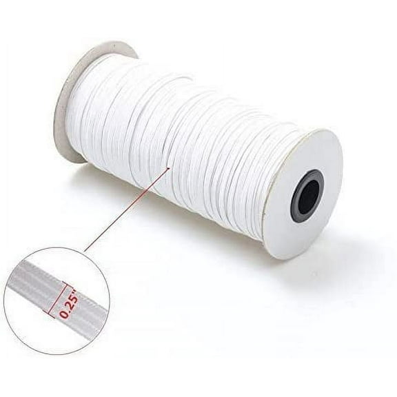 Braided Elastic 1/4'' Wide 144 Yards - WHITE