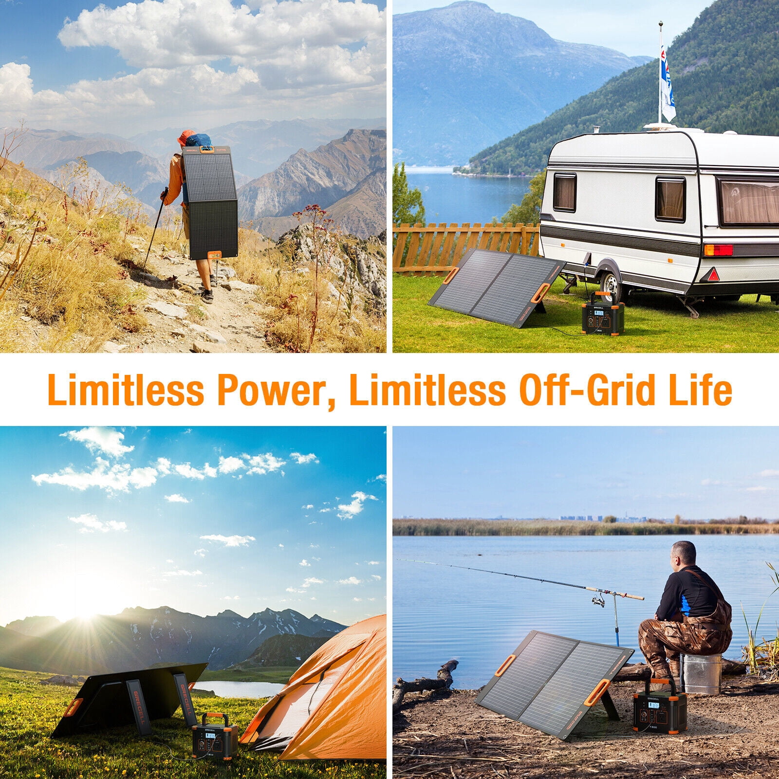 GRECELL Portable Foldable Solar Panel Charger for Power Station Generator 100W 20V Monocrystalline