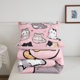 thumbnail image 5 of Manfei Cartoon Cat King Size Comforter Sets, Kawaii Animal Comforters King Size, Pink, Pink Reversible, 3-Piece, 1 Comforter and 2 Pillowcases, 5 of 7