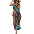 thumbnail image 1 of Vestido De Noche De Lujo Sin Mangas Para Mujer, Paisley Print Vestido De Fiesta, 1 of 5