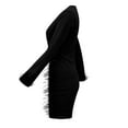 thumbnail image 5 of LLYwey s Flowy Cocktail Dresses for Women V-Neck Long Sleeve Color Mesh Stitch Feather Casual Mini Dress New Fall Dresses Black Xl, 5 of 9