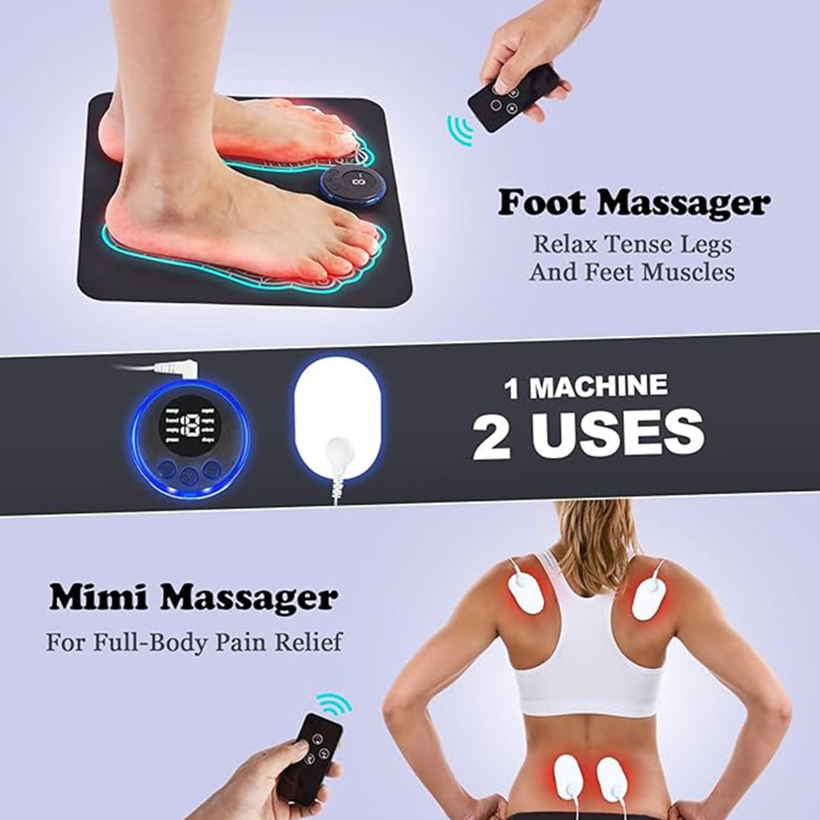 ZMKIAG Portable Foot Massager for Neuropathy Relief - Muscle Stimulator Machine for Soothing Comfort, Circulation and Revitalization for Tired Feet and Ankles