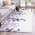 thumbnail image 3 of 4x6 Area Rugs, Purple Teal Botanical Non-Skid Rubber Backing Large Rectangle Rugs - Living Room Bedroom Home Office, Watercolor Spring Eucalyptus Leaves Indoor Floor Mat Carpets Washable Rug, 3 of 9