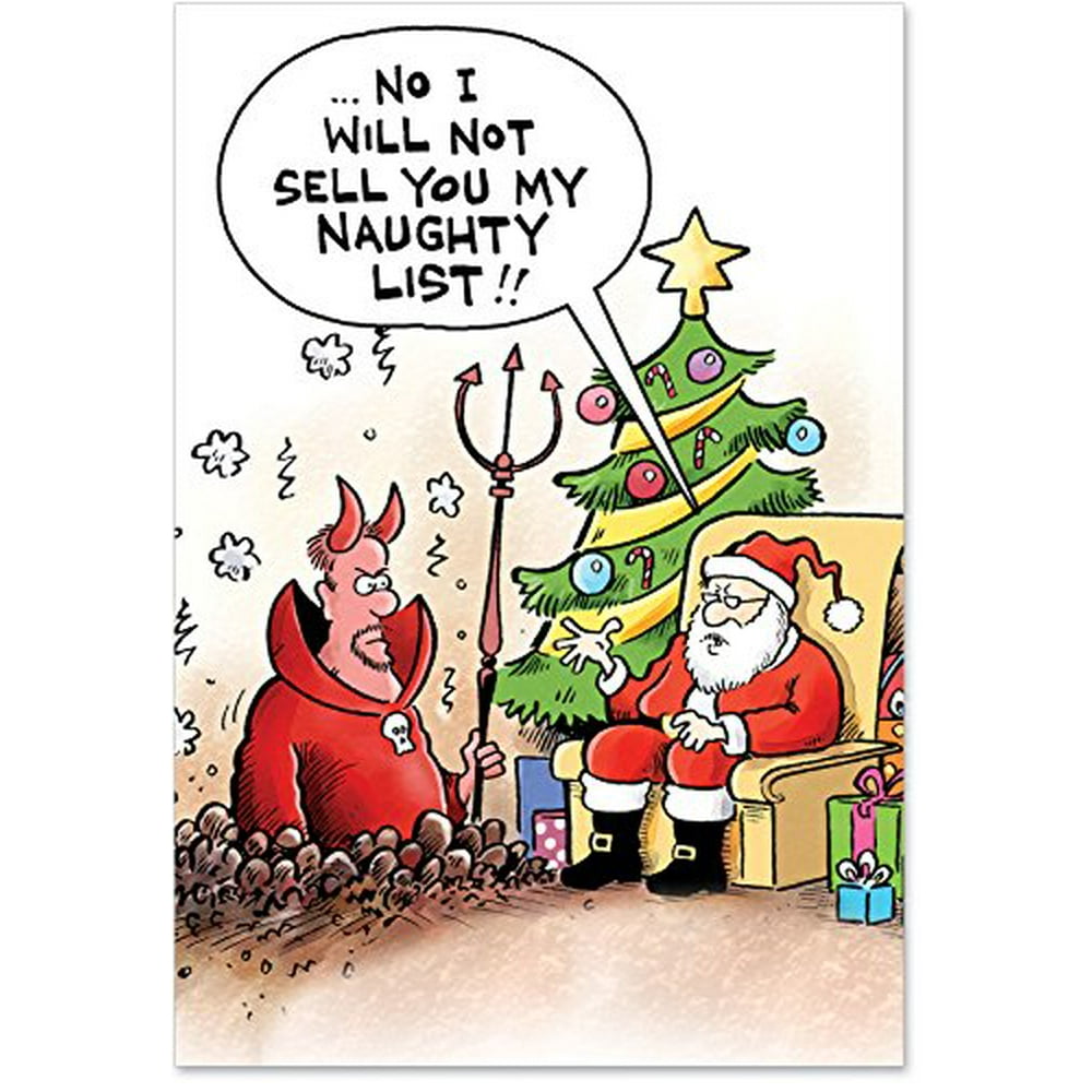 B1174 Sell My Naughty List Box Set Of 12 Humor Merry Christmas Cards With Envelopes By