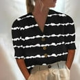 thumbnail image 3 of RQYYD Women's Short Sleeve Cotton Linen T-Shirts Casual V Neck Solid Blouse Summer Loose Fit Button Down Shirts(2#Black,S), 3 of 5