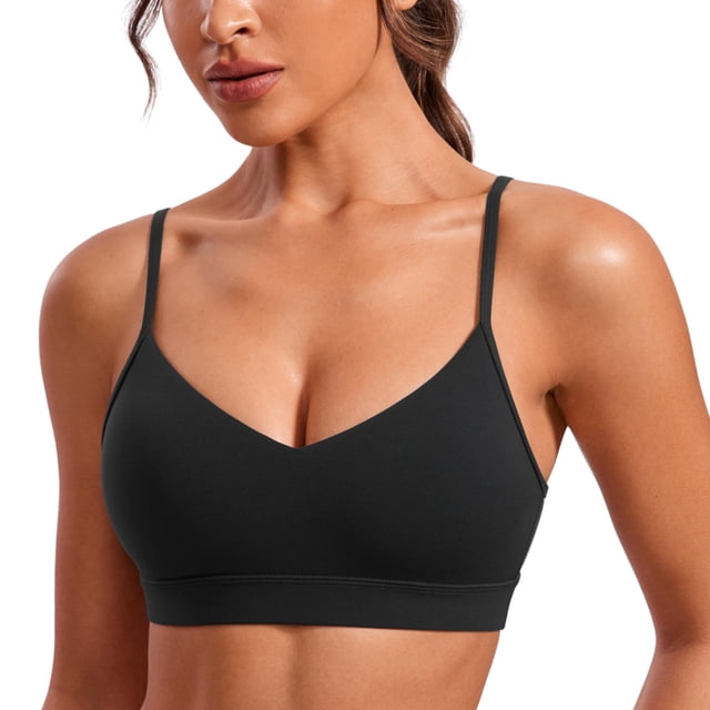 Sujetador deportivo CRZ YOGA Butterluxe con cuello en V acolchado negro para mujer