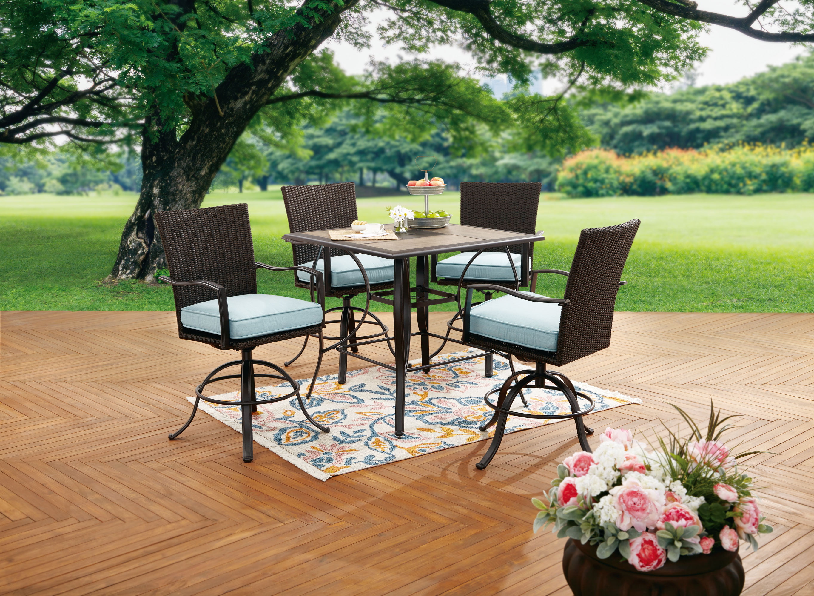 high top patio table with 4 chairs