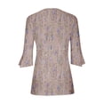 thumbnail image 4 of Blouses pour Femmes, T-Shirt Imprimé Manches 3/4 Blouse Col en V Décontractée, 4 of 5