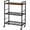 Brown Panel, variant on 3-Tier Mobile Metal Storage Rack with Industrial Wheels, Adjustable Mesh Shelves and Wooden Top, 31.5-Inch Wide Utility Cart for Kitchen, Laundry, Pantry, or Plants, Black Finish