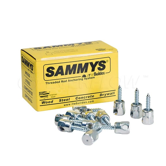1/4 x 1 in. Sammys Rod Anchor Super Screw, 3/8 in. Threaded Rod Fitting, for Wood (Pkg.=25)