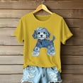 thumbnail image 2 of Sexlip Womens Swimsuit Set Denim Dog Print Cover Up Design Crew Neck Short Sleeve Loose Silhouette Sun Protection Fabric for Beach Wear Yellow L, 2 of 4