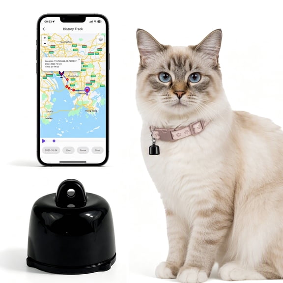 Pet Tracker, Mini Bluetooth Collar Finder with Findtag App and Location History for Cats and Dogs, 0.006 lb, Black