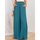 thumbnail image 4 of Pantalones Casuales de Cintura Alta para Mujer, de Color Liso, Largos y Anchos, con Bolsillos, para y Otoño. Azul y Verde L, 4 of 8