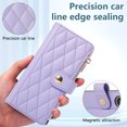 thumbnail image 6 of Crossbody Wallet Case for Samsung Galaxy Z Fold 4 with Zipper Card Holder & Shoulder Strap & Wrist Strap, RFID Blocking PU Leather Magnetic Flip Kickstand Handbag Purse Case for Women Girls,Purple, 6 of 10