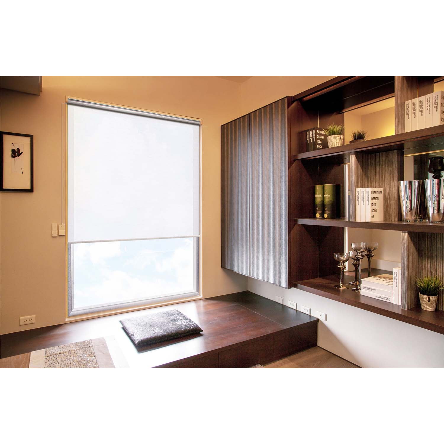 Cordless Roller Window Shades, MotorizedRemote, Light Filtering 35