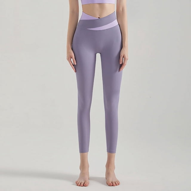 Pantalones de yoga cruzados de cintura alta para mujer, pantalones deportivos de secado rápido para adelgazar, levantamiento de caderas y abdominales, para fitness y otoño