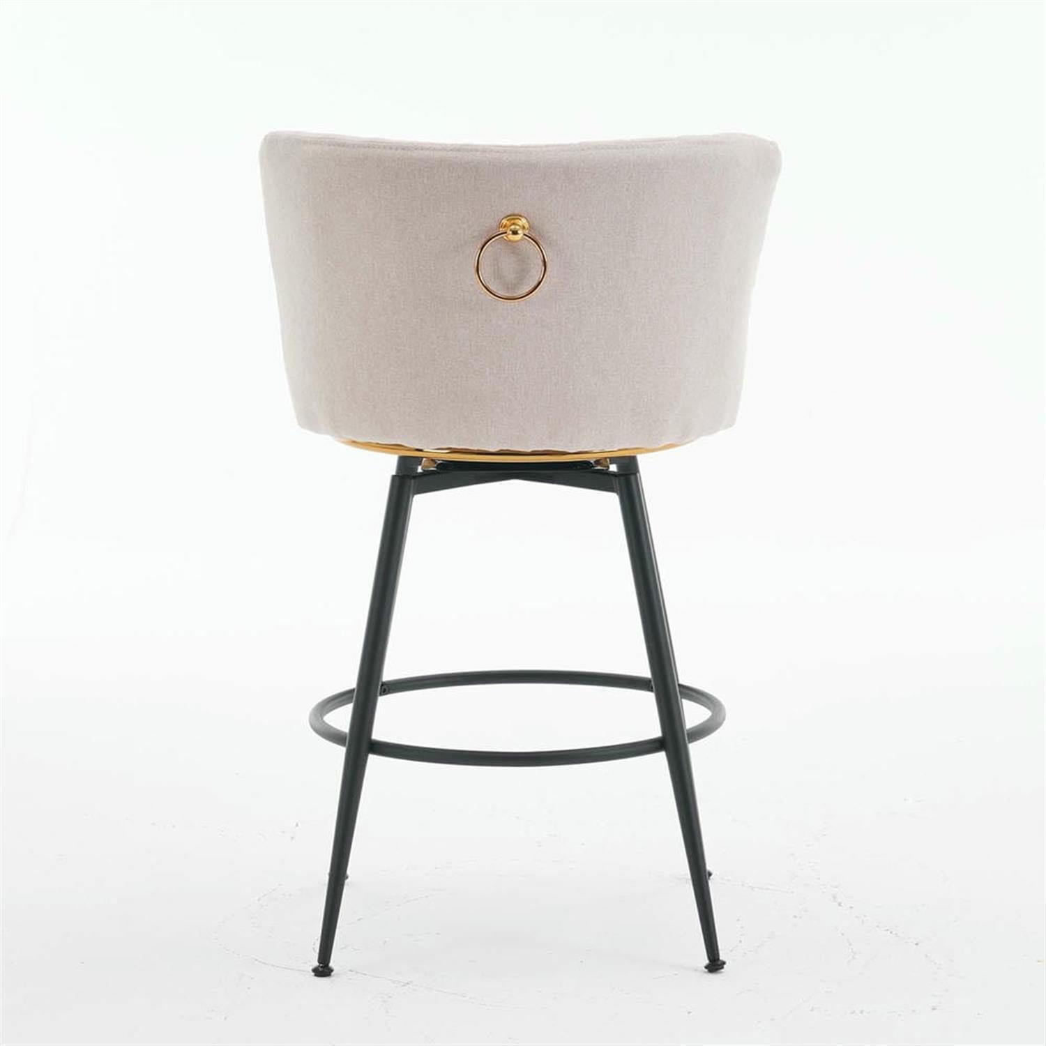 Demi Bonn 33" Counter Height Bar Stools Set of 2, Swivel Barstools with Back, Kitchen Island Countertop Chairs for Dining Room, Beige