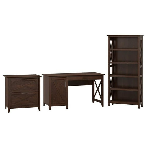 Pemberly Row 54W Computer Desk 3 Piece Office Suite in Bing Cherry