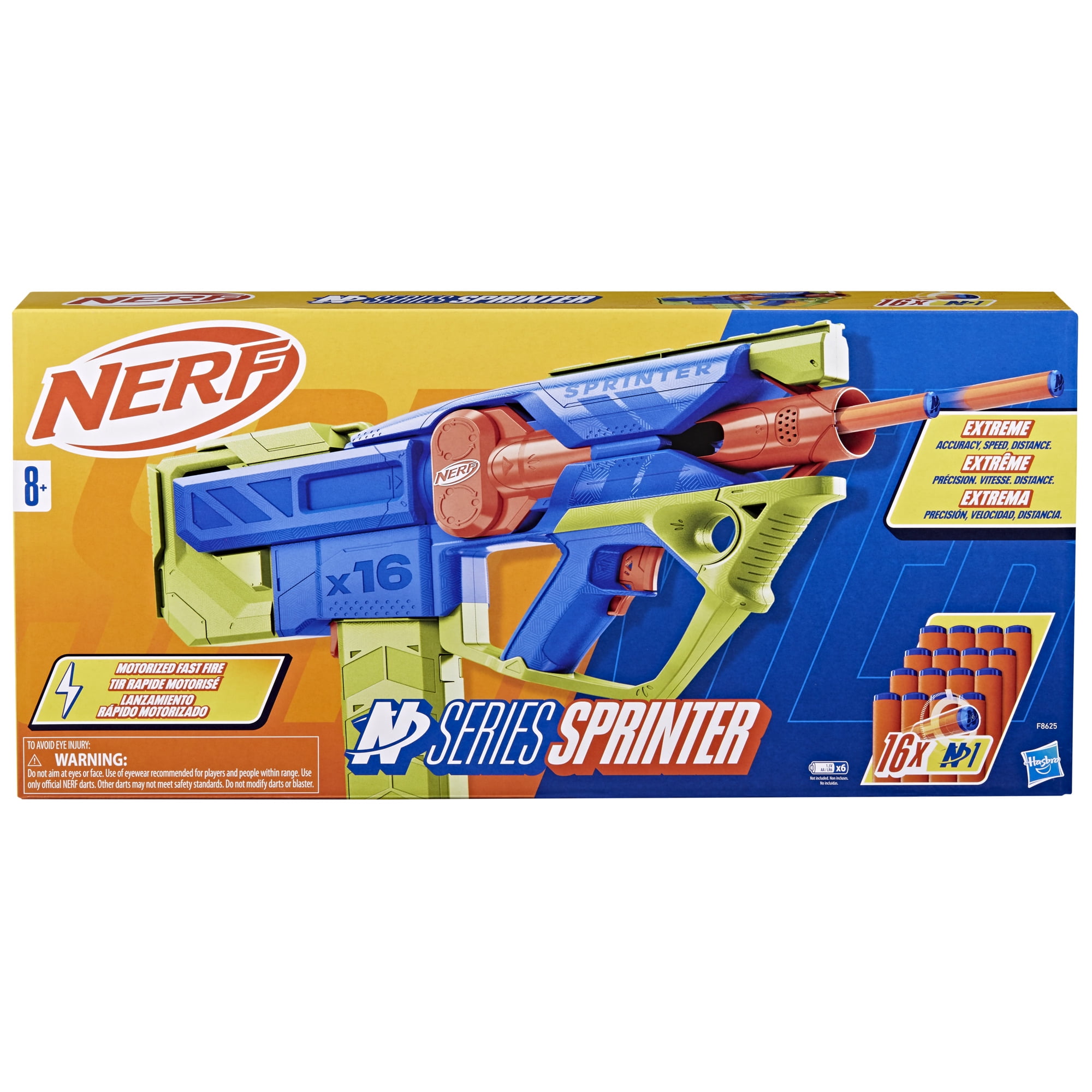 Nerf N Series Sprinter Motorized Blaster, 16 Nerf N1 Darts Compatible Only with Nerf N Series
