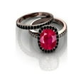 thumbnail image 2 of Limited Time Sale: 2 Carat Red Ruby (Round cut Ruby) and Black Diamond Engagement Bridal Wedding Ring Set in 10k Rose Gold, 2 of 2