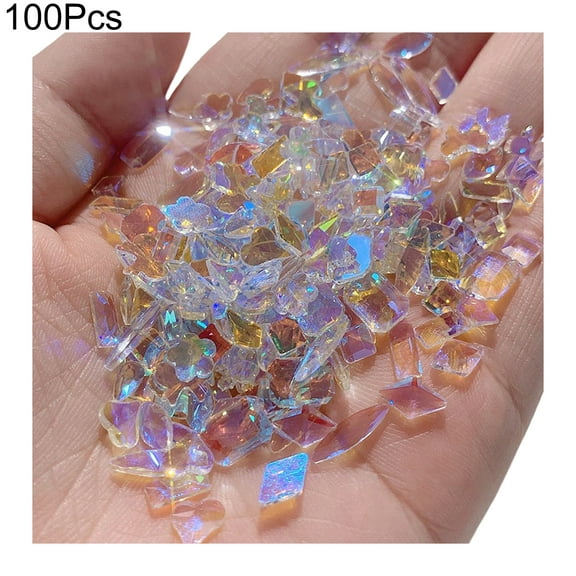 100Pcs/Bag Nail Decorations Irregular Shape DIY Crafts Flat Bottom Glass Stones Nail Rhinestones for Nail Design