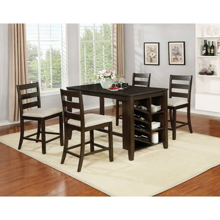 5pc Counter Height Set, Cappuccino color & wine Bottles