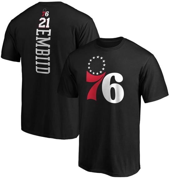 Men's Joel Embiid Black Philadelphia 76ers Playmaker Name & Number T-Shirt
