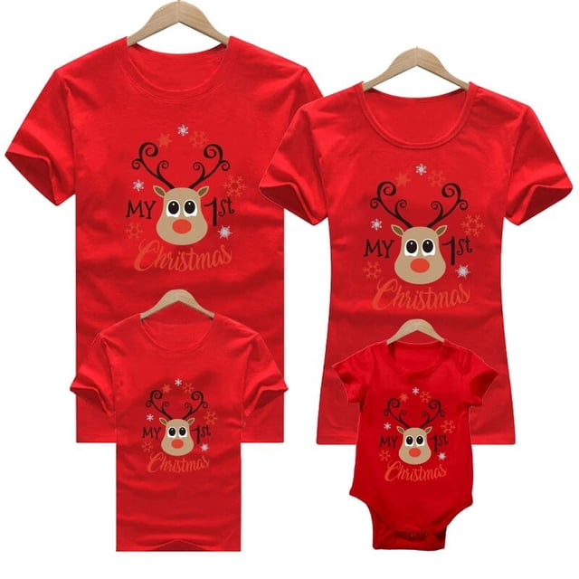 Traje de Navidad para la familia, camiseta para mamá, papá, ciervo, papá, papá, Papá Noel, trajes de Navidad para niños, mameluco de bebé, ropa de navidad roja