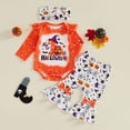 thumbnail image 2 of Wonitaaizi Newborn Baby Girl Halloween Outfit Pumpkin Romper Long Pants Headband 3 Piece Fall Clothes(9-12 Months,Orange), 2 of 4