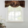 thumbnail image 2 of Tie Up Valances for Windows, Cowboy Western Adjustable Valance Curtains Window Treatment for Living Room, Cowboy Hats Boots Retro Rose Brown Wooden Rod Pocket Kitchen Curtains & Drapes 54x18 Inch, 2 of 9