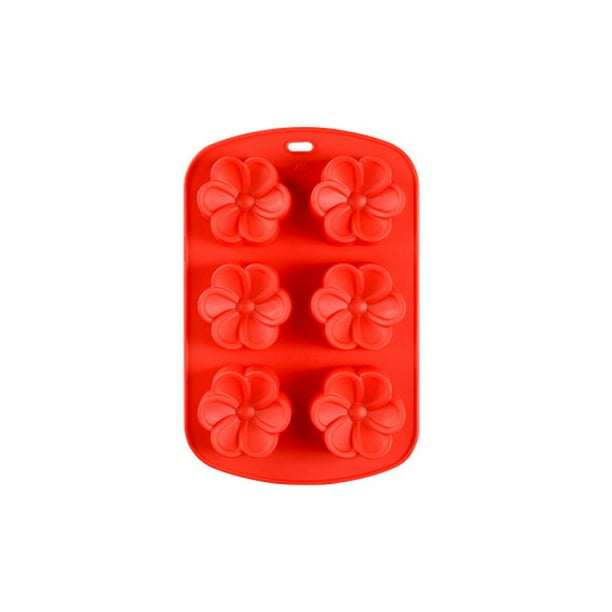 Billuyoard Molde de silicona de 6 agujeros con forma de flor, herramientas para hornear pasteles, postres, galletas, magdalenas, molde para hacer galletas, Herramientas y accesorios para hornear Billuyoard HA081172-00