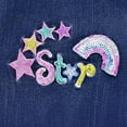 thumbnail image 4 of Peacolate Little Big Girl Embroidered Rainbow Star Straight Jeans, 5-12 Years, 4 of 5