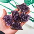 thumbnail image 3 of Namzi 4 pieces of natural purple crystal stones, each weighing 50-60g, purple crystal cluster hole block ornaments, purple crystal ore specimens, purple crystal cluster decorative stones, 3 of 4