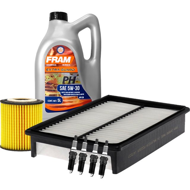 Kit De Afinación Con Aceite 5W30 Mineral, Bujías Platino, Filtro De Aire Y Filtro De Aceite 7 Piezas Compatible con Mazda 5 L4 2.3L DE 2008 A 2010