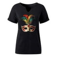 thumbnail image 6 of Kctiaxy Short Sleeve Shirts for Women V Neck Carnival Print Summer Tops Loose Fitting Casual Funny Party Mardi Gras Shirts Blouses, 6 of 6