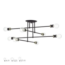 47179-07-Livex Lighting-Delacroix - 8 Light Semi-Flush Mount-15 Inches Tall and 35 Inches Wide-Bronze/Antique Brass Finish