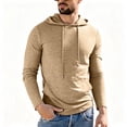 thumbnail image 2 of Pullover Long Sleeve Hoodies for Men Drawstring Lightweight Tight Fit Gym Sweatshirt with Pocket Solid Color Basic Sport Tops, 2 of 7
