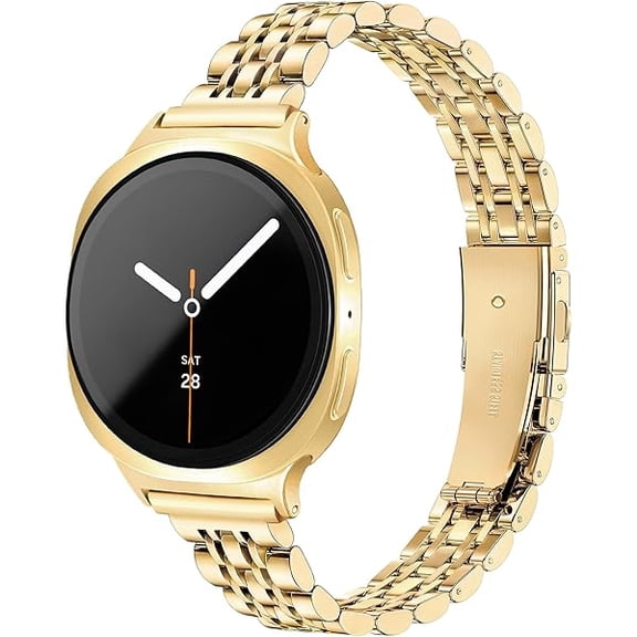 xixishop Slim Metal Band for Samsung Galaxy Watch 8 Band 40mm 44mm/Galaxy Watch 8 Classic Band 46mm Women, Stainless Steel Thin Dressy Replacement Bracelet Strap for Samsung Watch 8 Bands, Gold